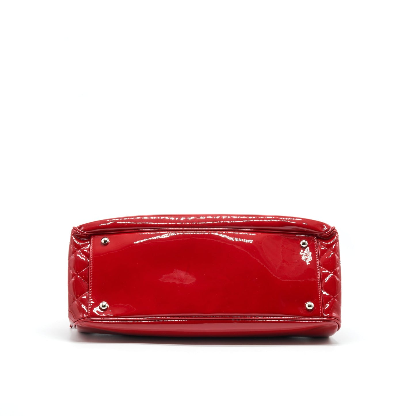 Chanel Patent Leather Tote Bag With Chain In Red