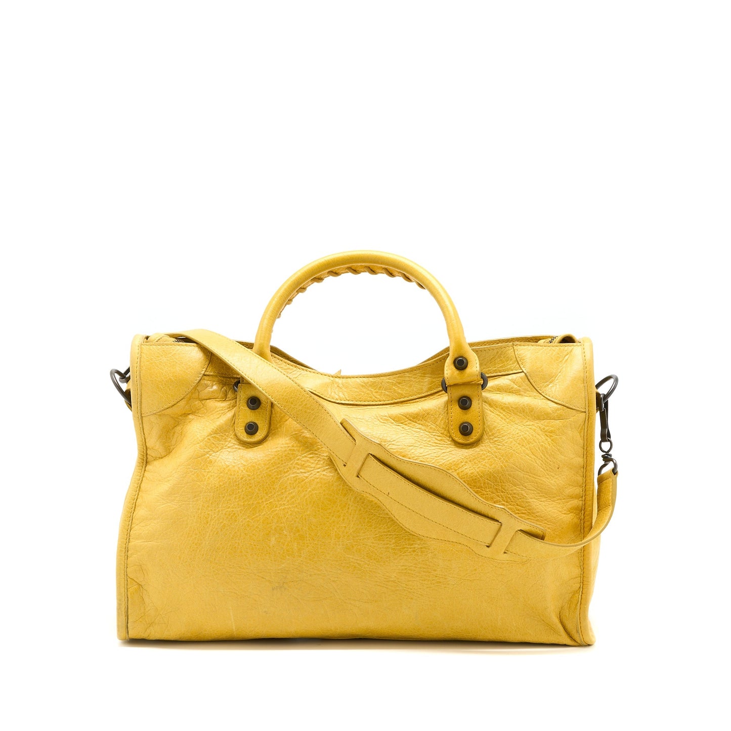 Balenciaga Classic City Purse Lambskin Yellow with Black Hardware