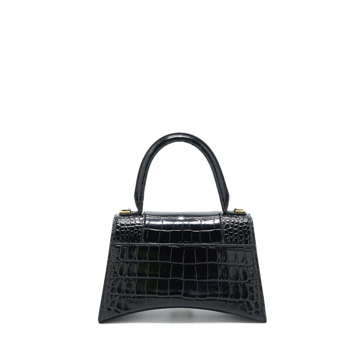 Balenciaga Hourglass S Crocodile-Embossed leather handbag Black