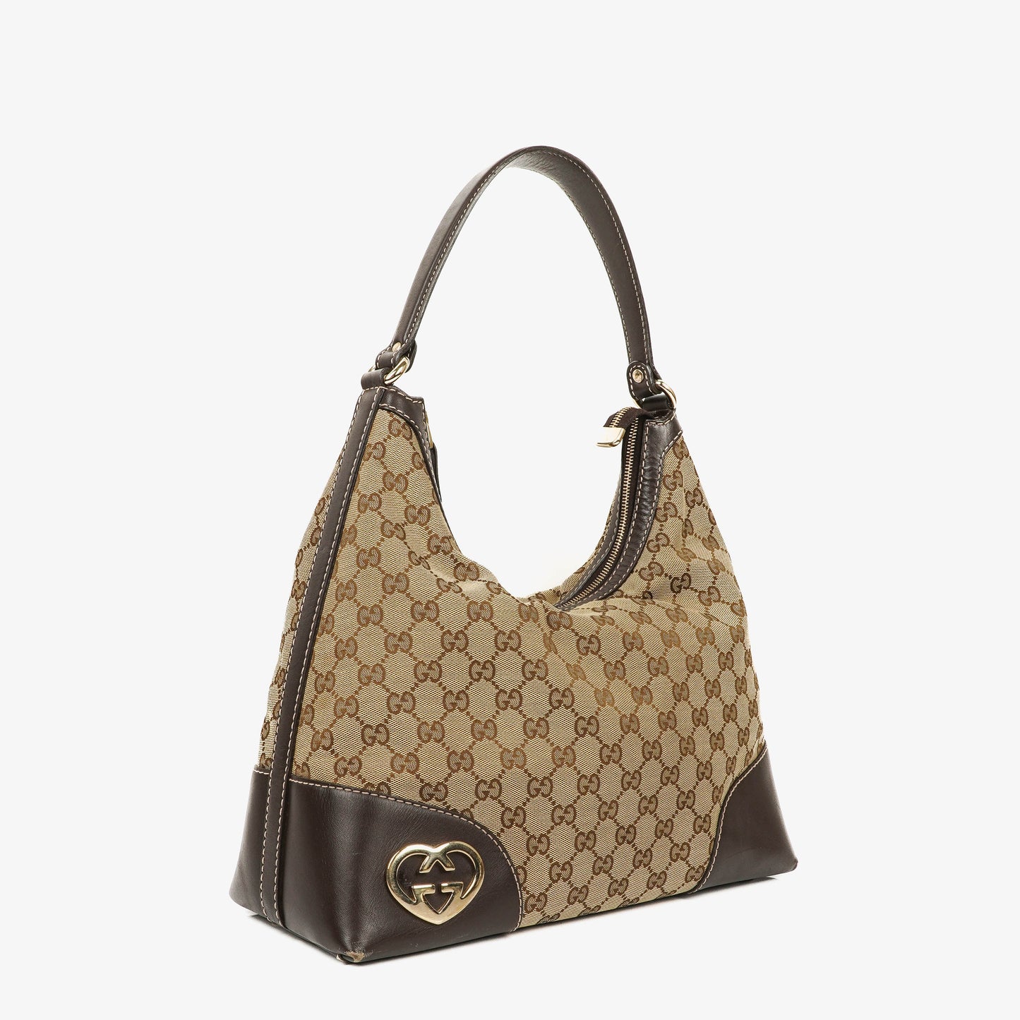 Gucci Lovely Medium Beige/Ebony GG Canvas Hobo Bag