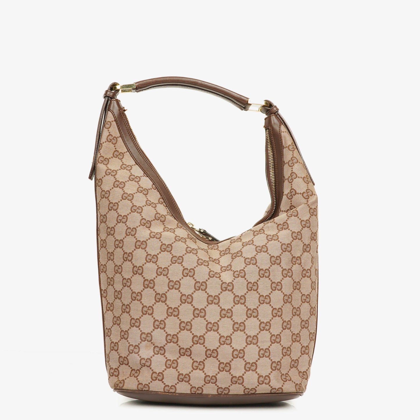 Gucci Monogram Canvas and Leather Hobo Shoulder Bag