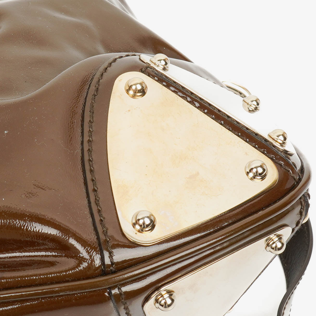 Gucci Brown Patent Leather Indy Top Handle Bag