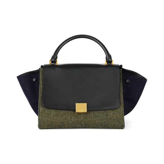 Luxury CELINE Trapeze Khaki and Navy Bag