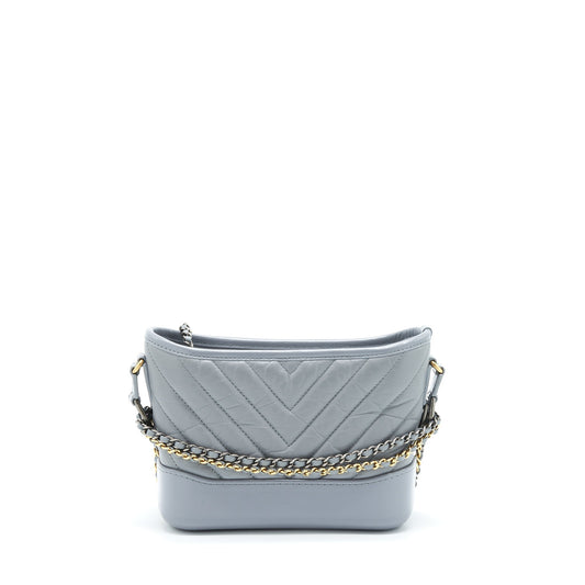 Chanel Chevron Small Gabrielle Hobo Bag Grey With Multicolour Hardware