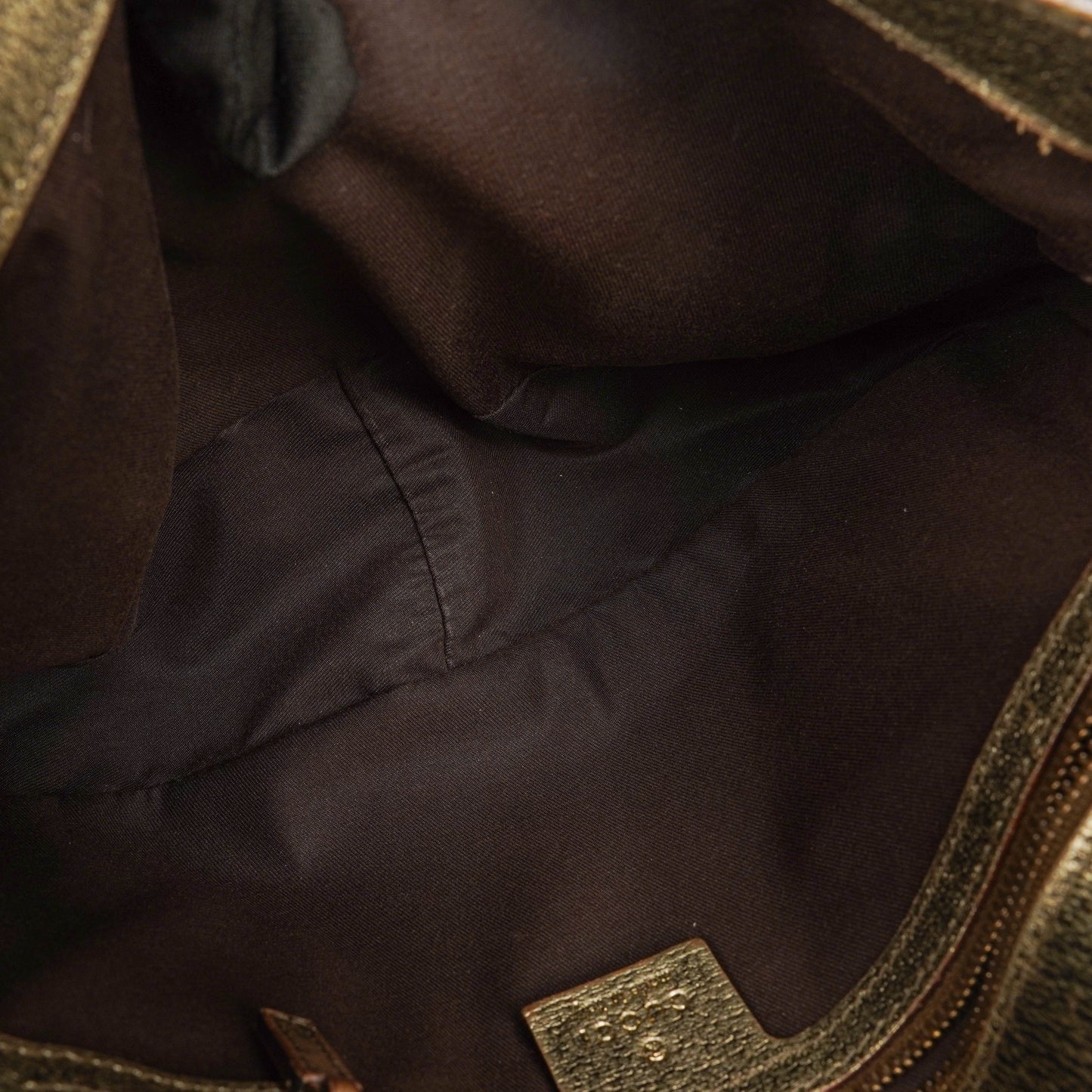 Gucci Beige/Metalic GG Canvas Horsebit Shoulder Bag