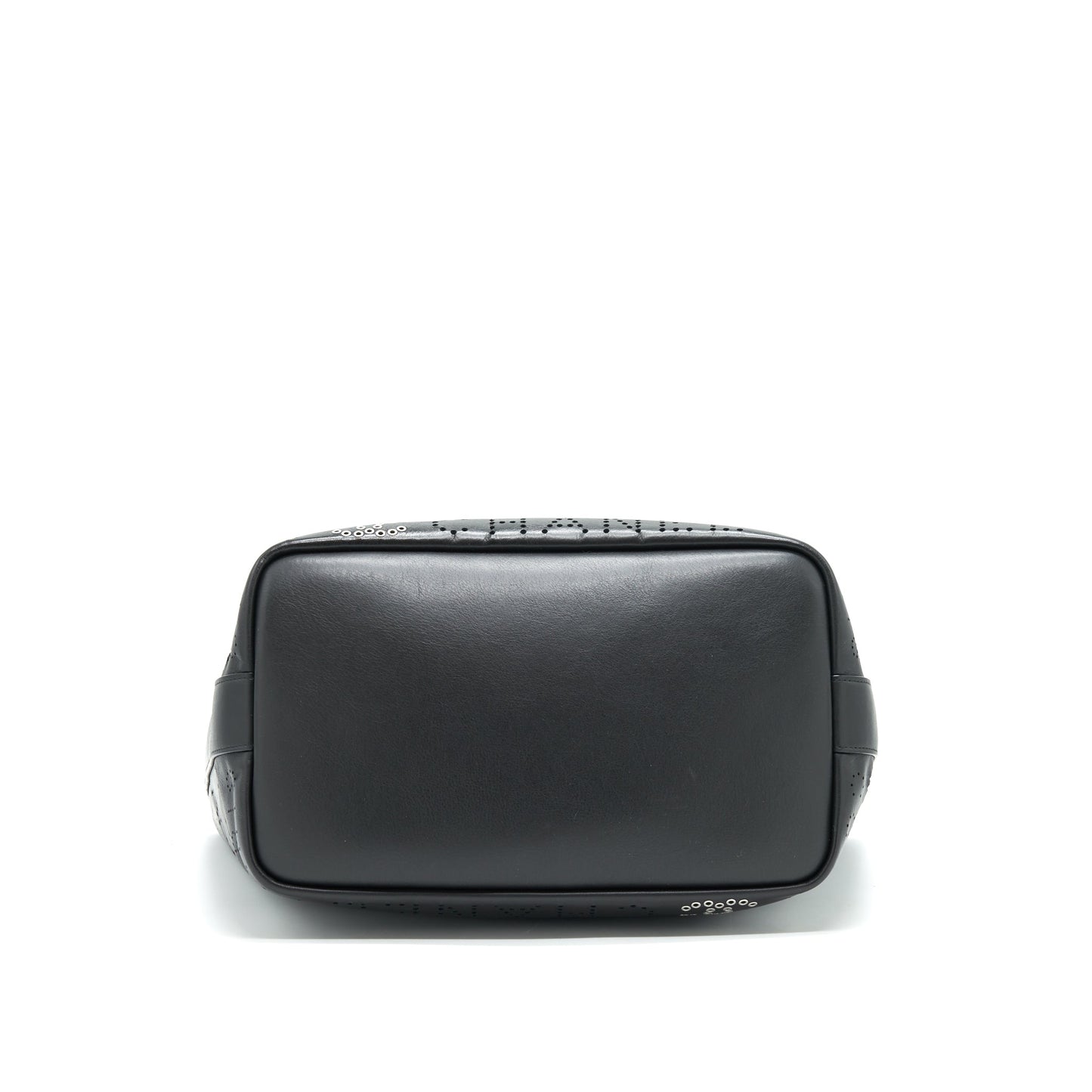 Chanel Eyelet Logo Calfskin Tote Bag Black/ Blue
