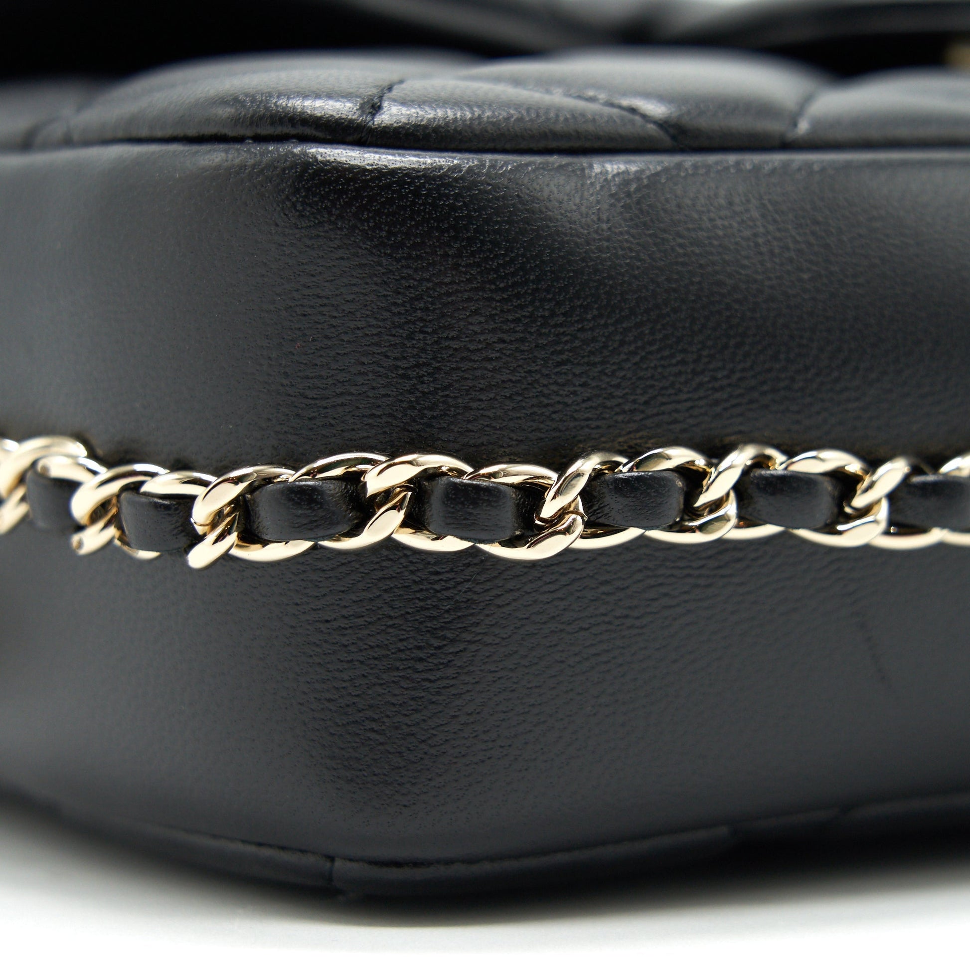 Chanel Logo Pearl Chain Mini Flap Bag