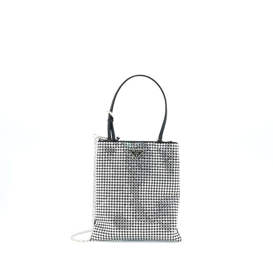 Prada Crystal Satin Handbag With Crystal Black SHW