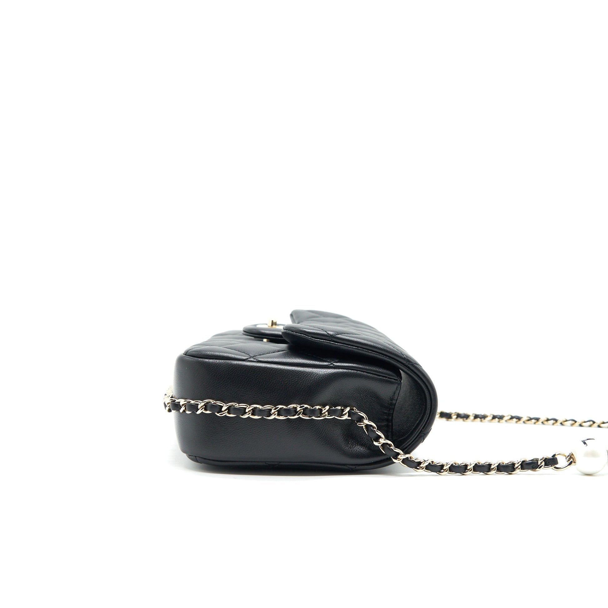 Chanel Logo Pearl Chain Mini Flap Bag
