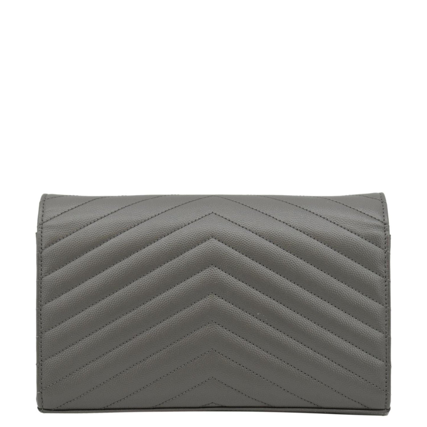 SAINT LAURENT Kate Leather Chain Clutch Crossbody Bag Grey