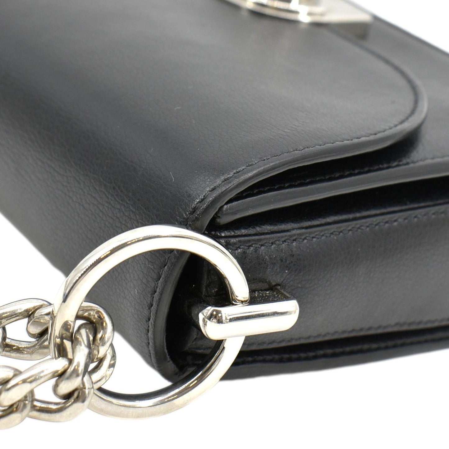 PRADA Arcade Glace Calf Leather Chain Crossbody Bag Black