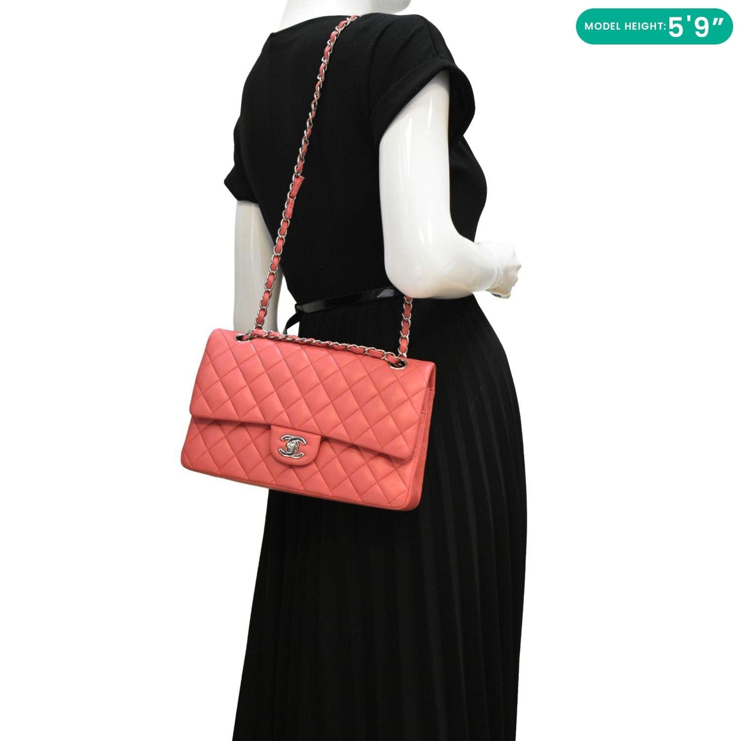 Chanel Classic Double Flap Medium Quilted Leather Shoulder Bag Salmon Pink