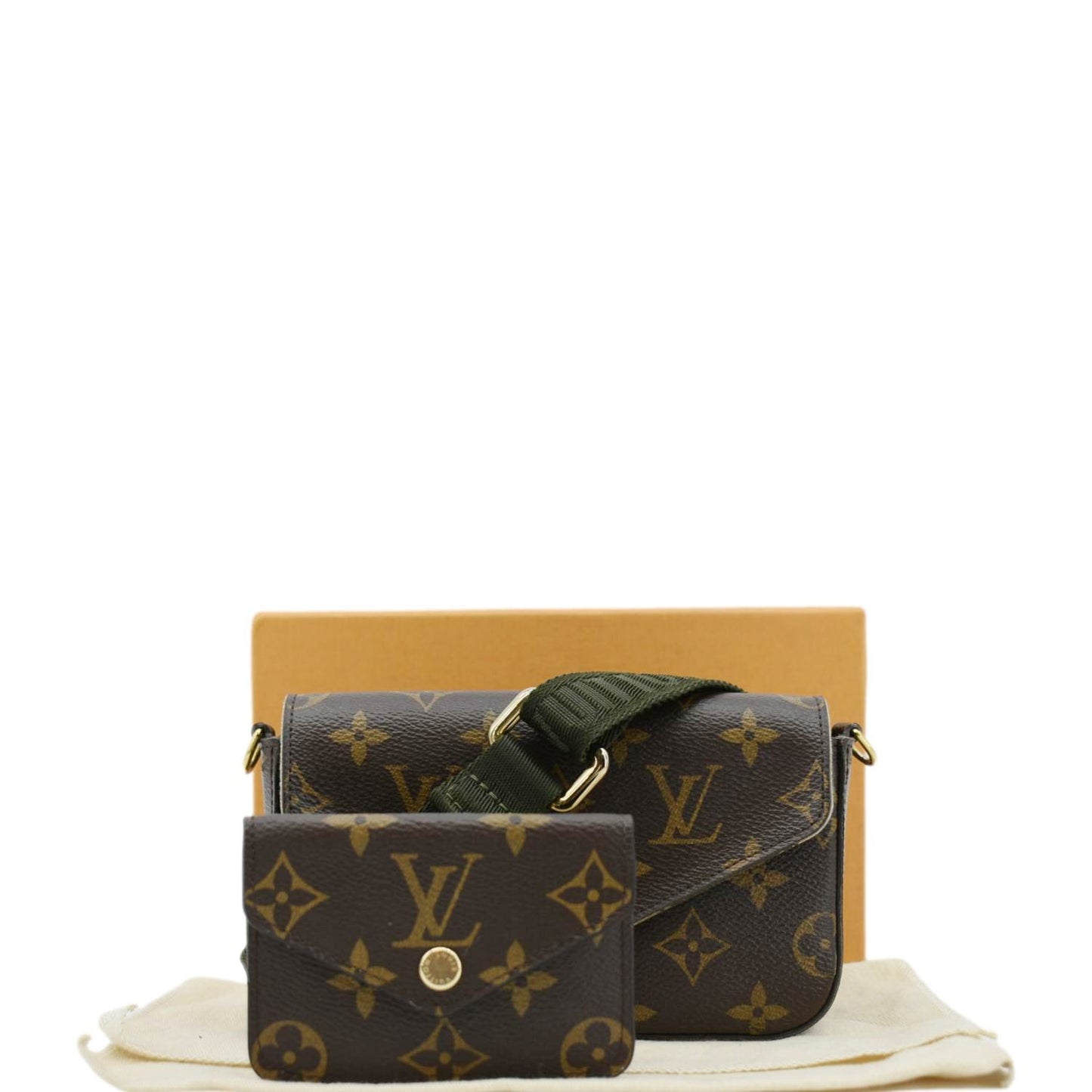 LOUIS VUITTON Felicie Strap Go Pochette Monogram Canvas Crossbody Bag Brown