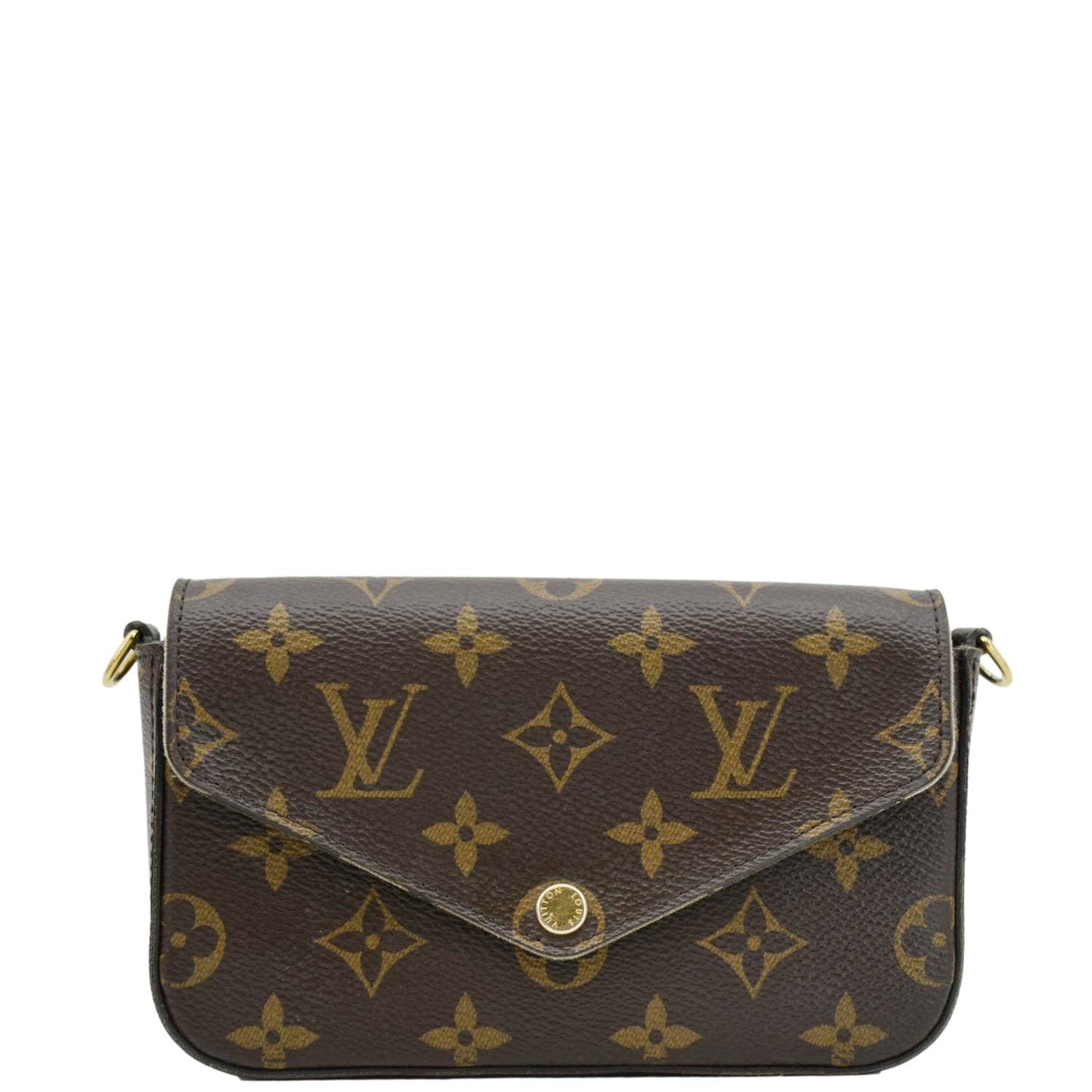LOUIS VUITTON Felicie Strap Go Pochette Monogram Canvas Crossbody Bag Brown