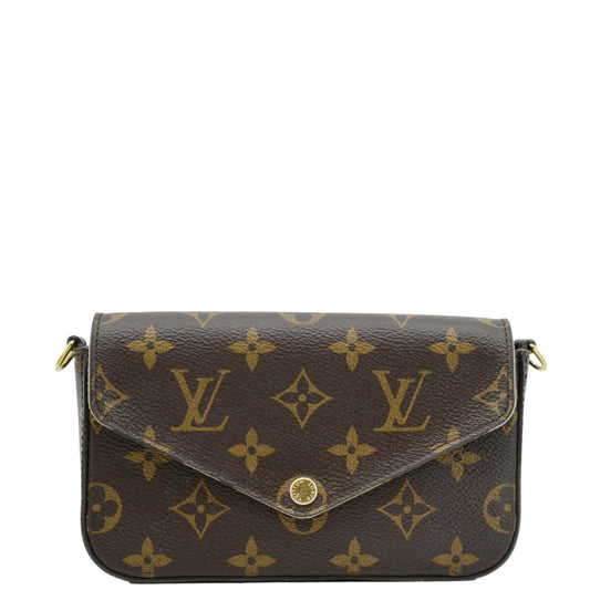 LOUIS VUITTON Felicie Strap Go Pochette Monogram Canvas Crossbody Bag Brown