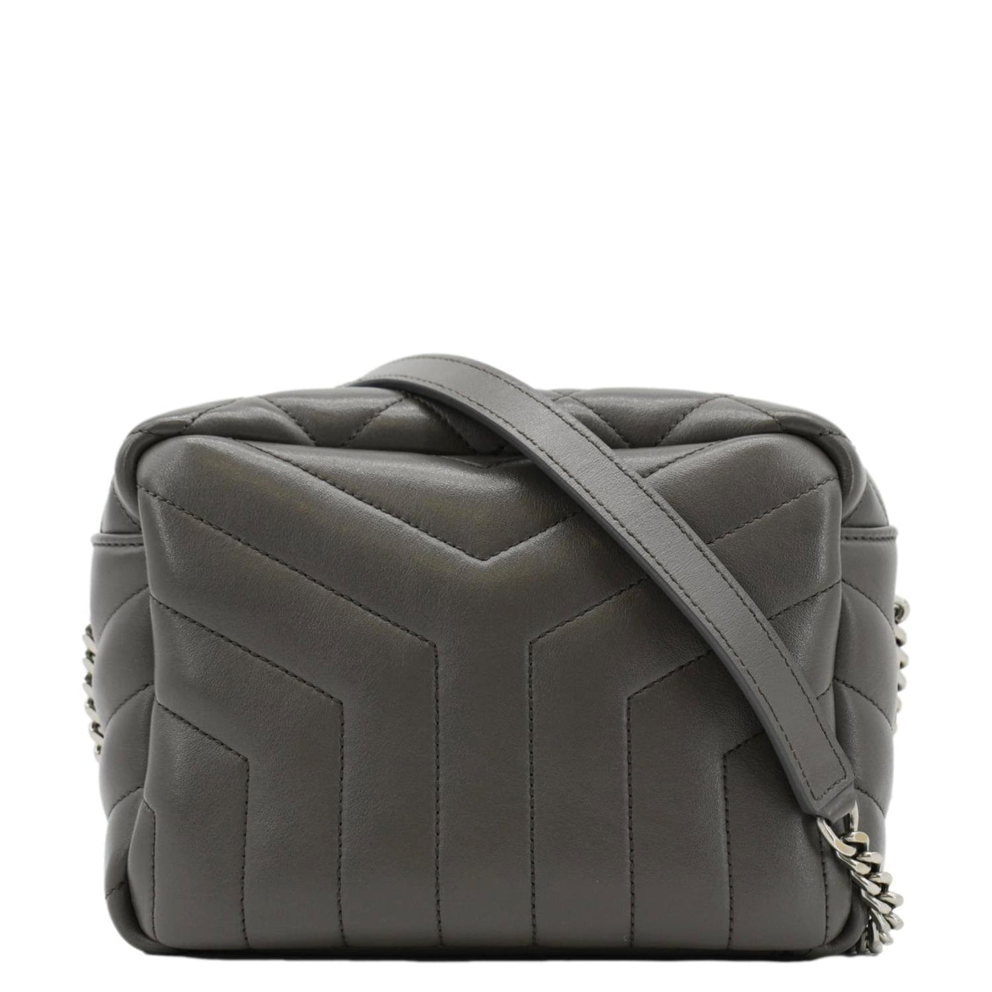 SAINT LAURENT LouLou Bowling Small Quilted Monogram Crossbody Bag Dark Grey