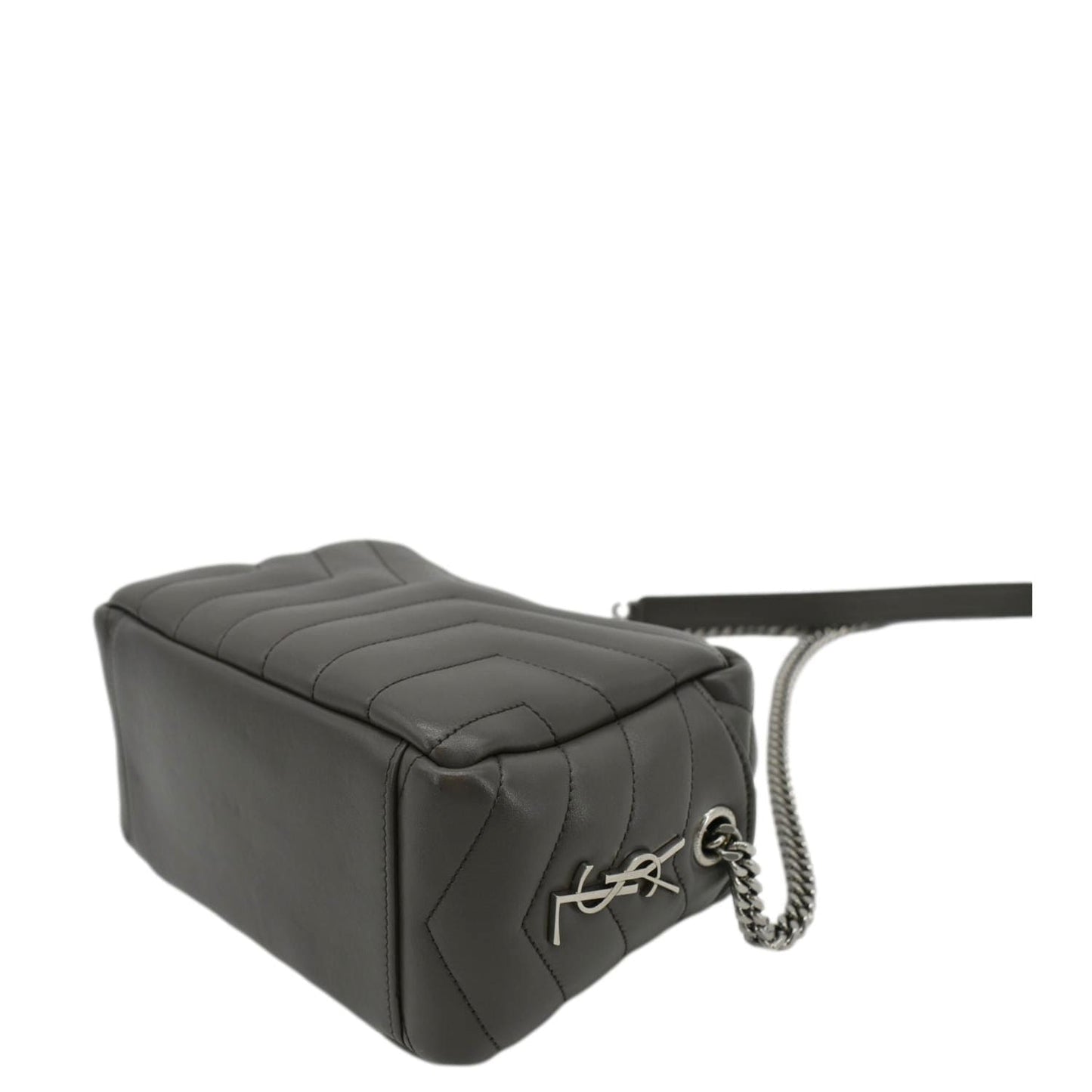 SAINT LAURENT LouLou Bowling Small Quilted Monogram Crossbody Bag Dark Grey