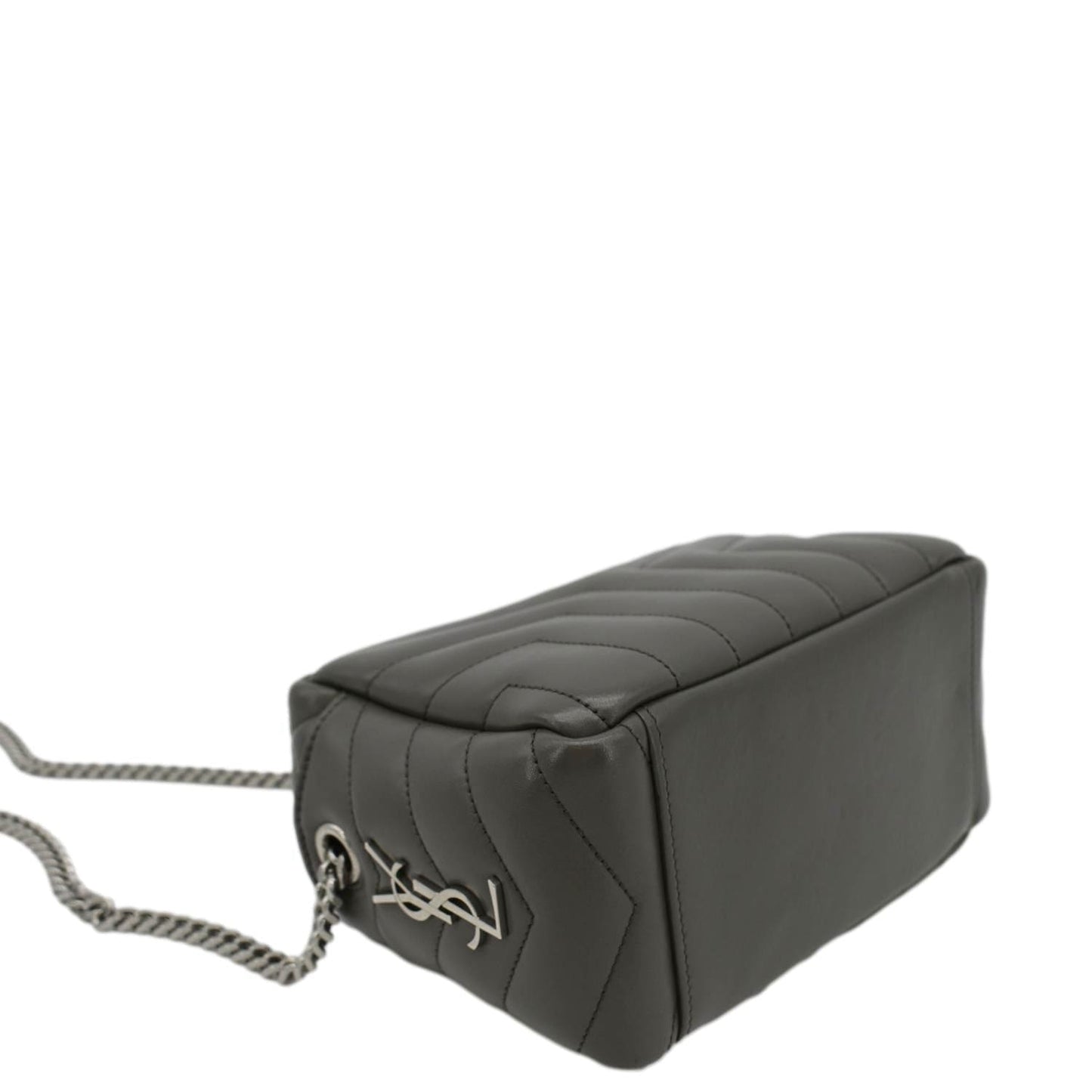 SAINT LAURENT LouLou Bowling Small Quilted Monogram Crossbody Bag Dark Grey