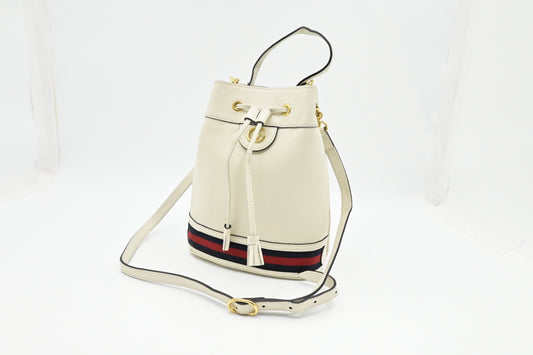 Gucci Ophidia Bucket Bag in White Leather