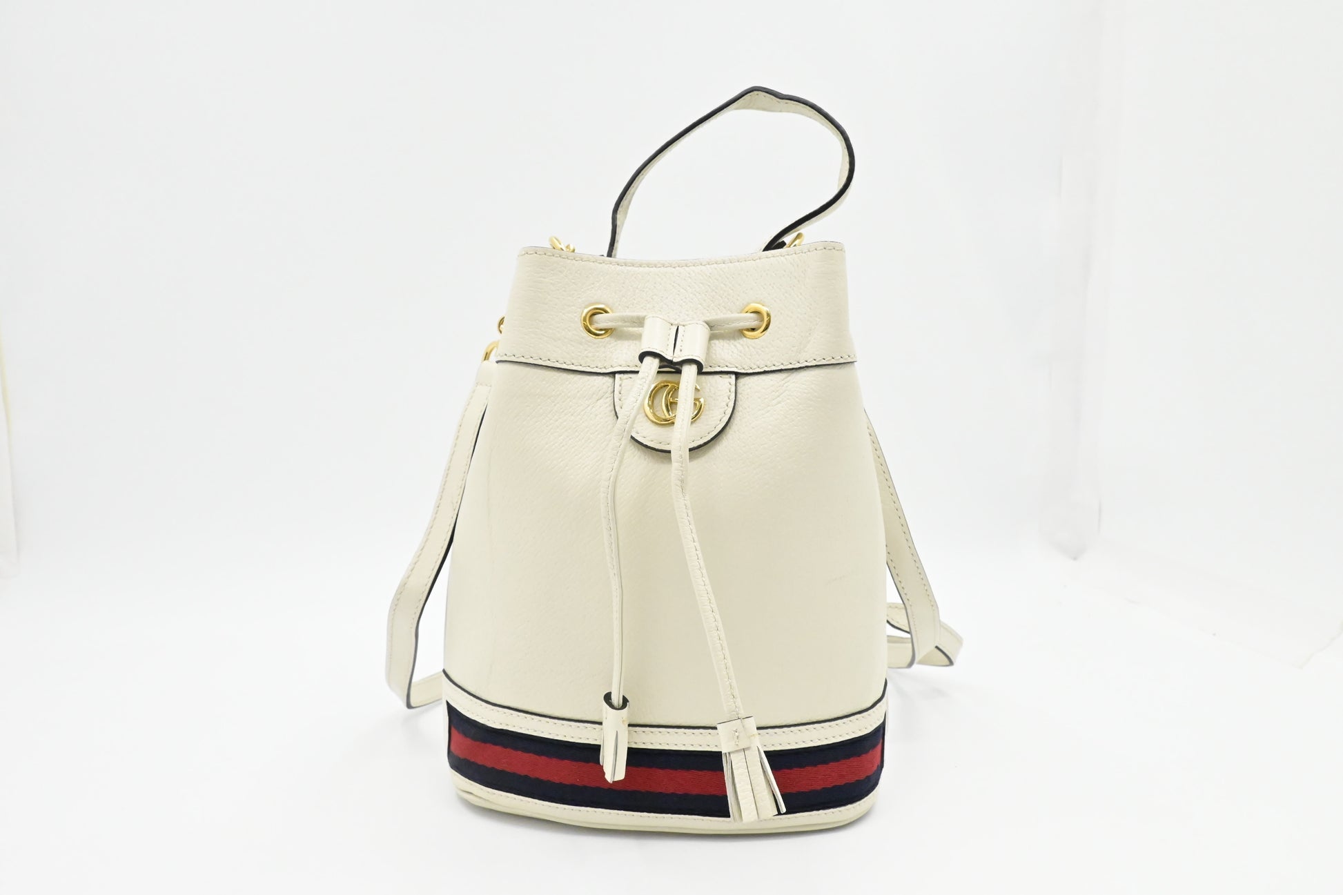 Gucci Ophidia Bucket Bag in White Leather