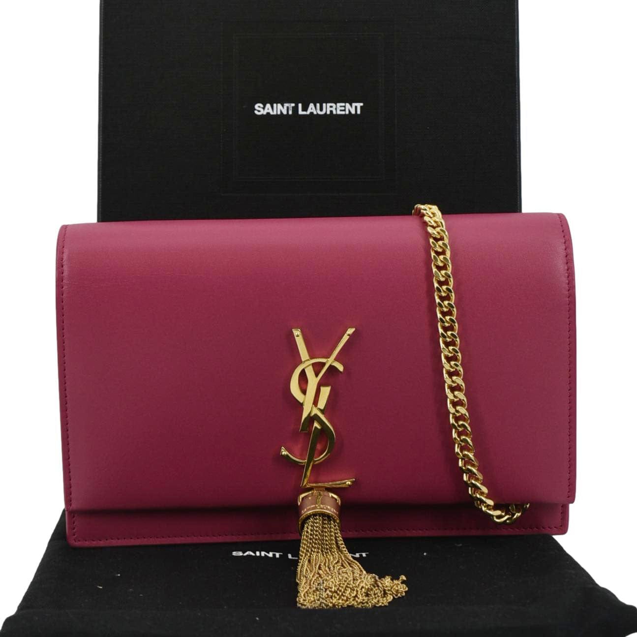 SAINT LAURENT Kate Small Smooth Leather Crossbody Bag Hot Pink