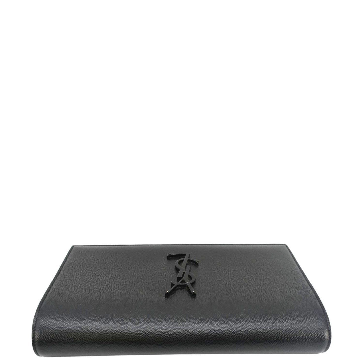 SAINT LAURENT Kate Grained Leather Clutch Black