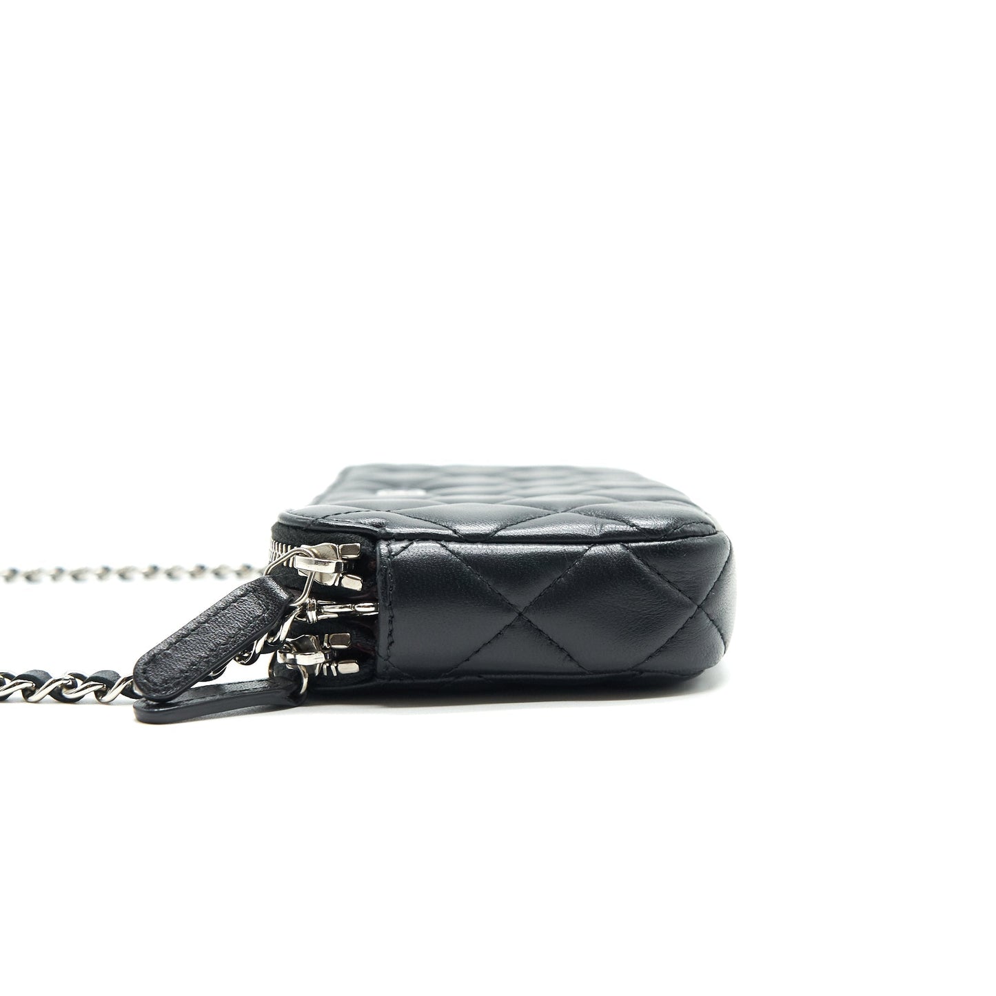 Chanel Double Zip Clutch with Chain Lambskin Black