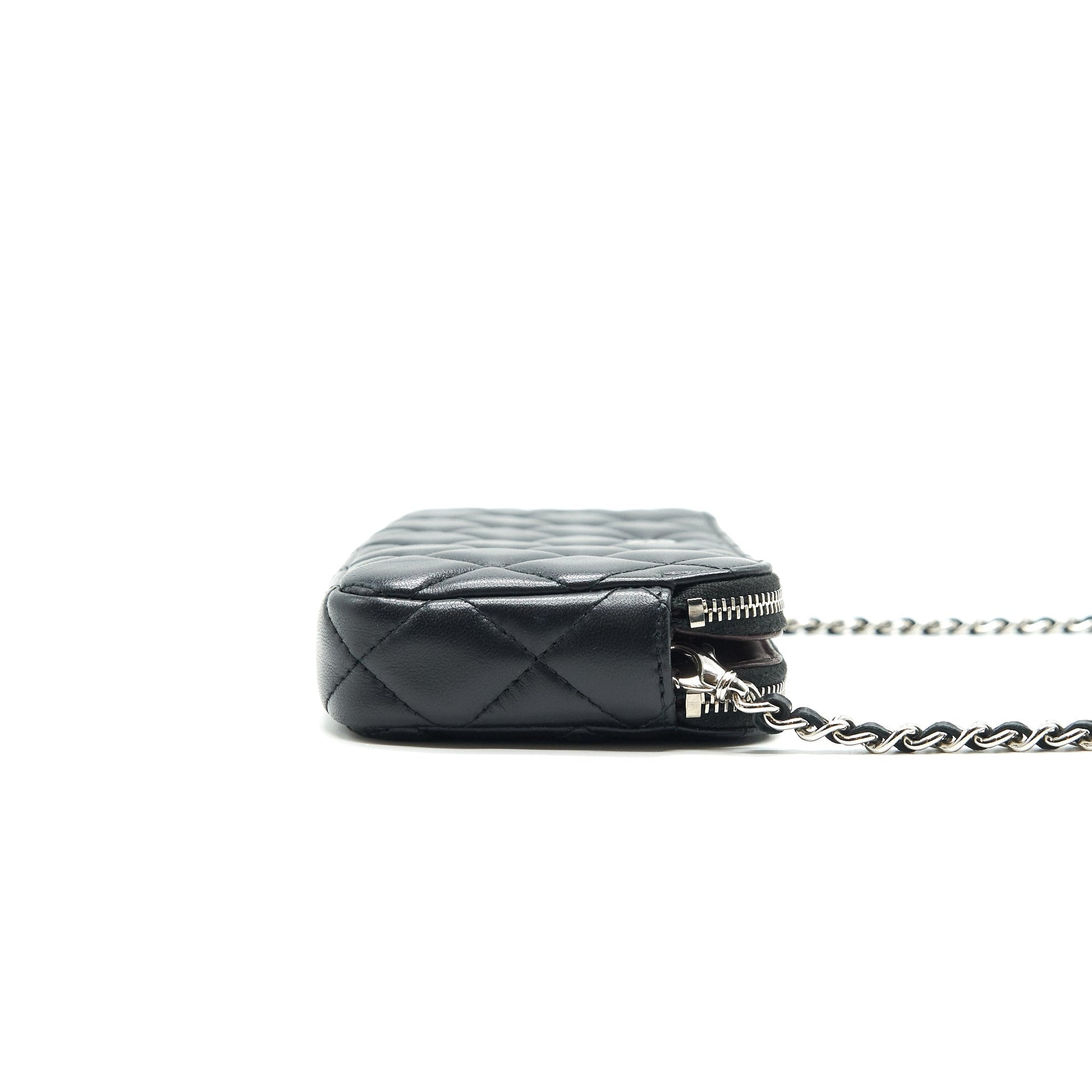 Chanel Double Zip Clutch with Chain Lambskin Black