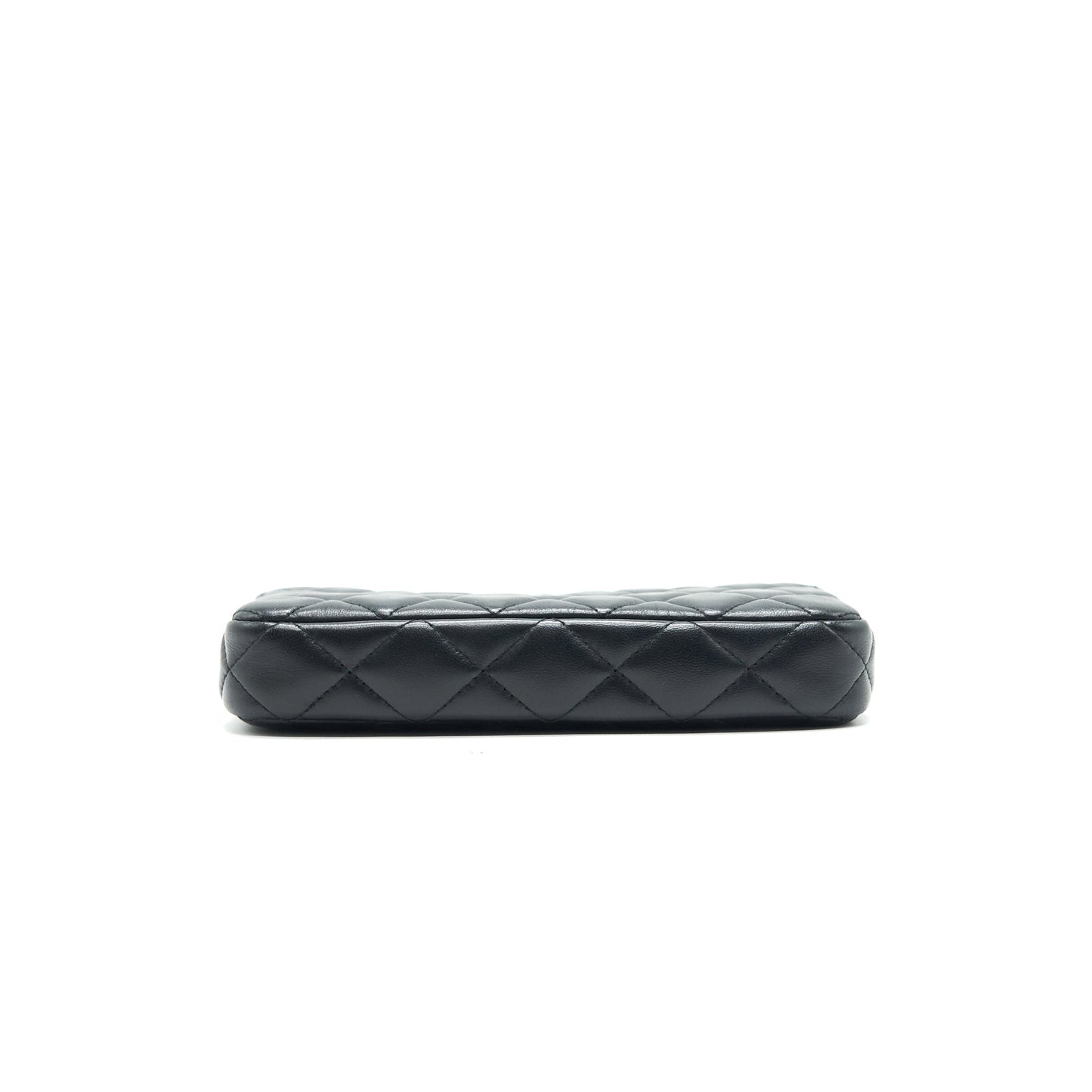 Chanel Double Zip Clutch with Chain Lambskin Black
