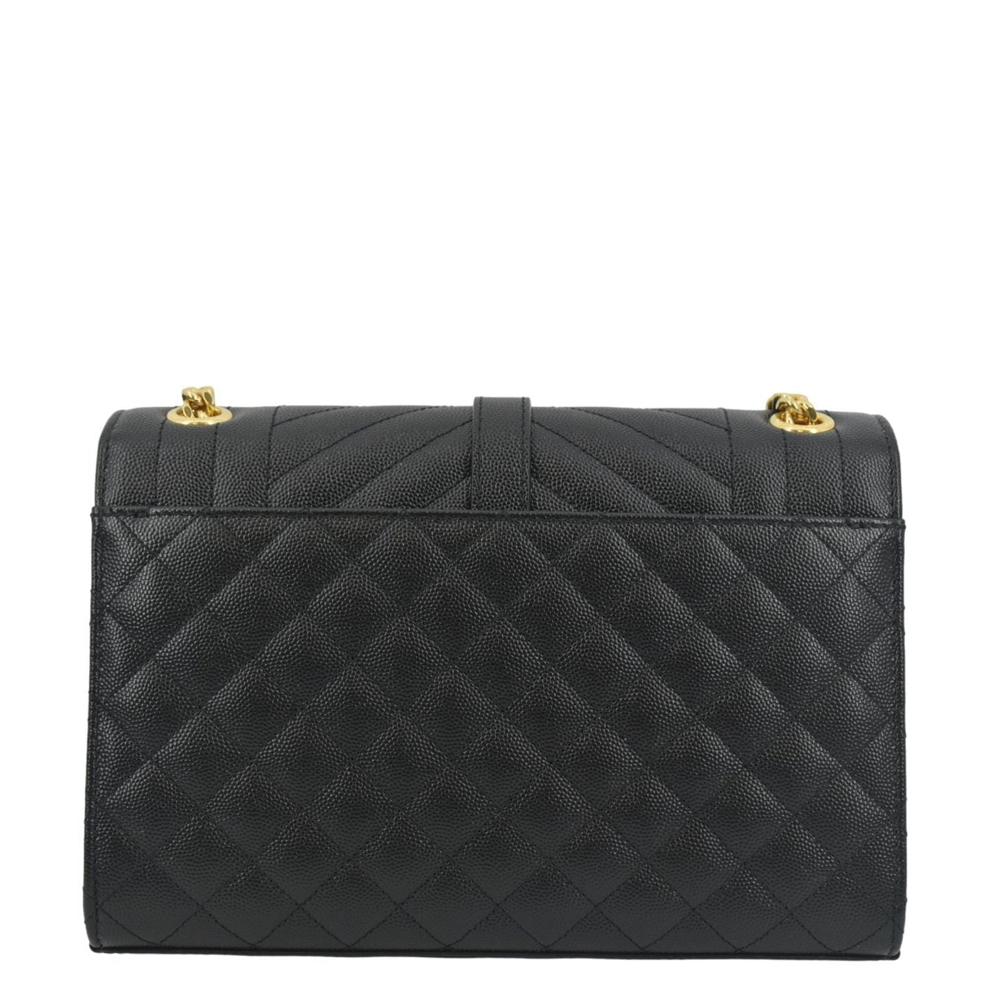 SAINT LAURENT Small Envelope MatelassÃÂ© Leather Shoulder Bag Black