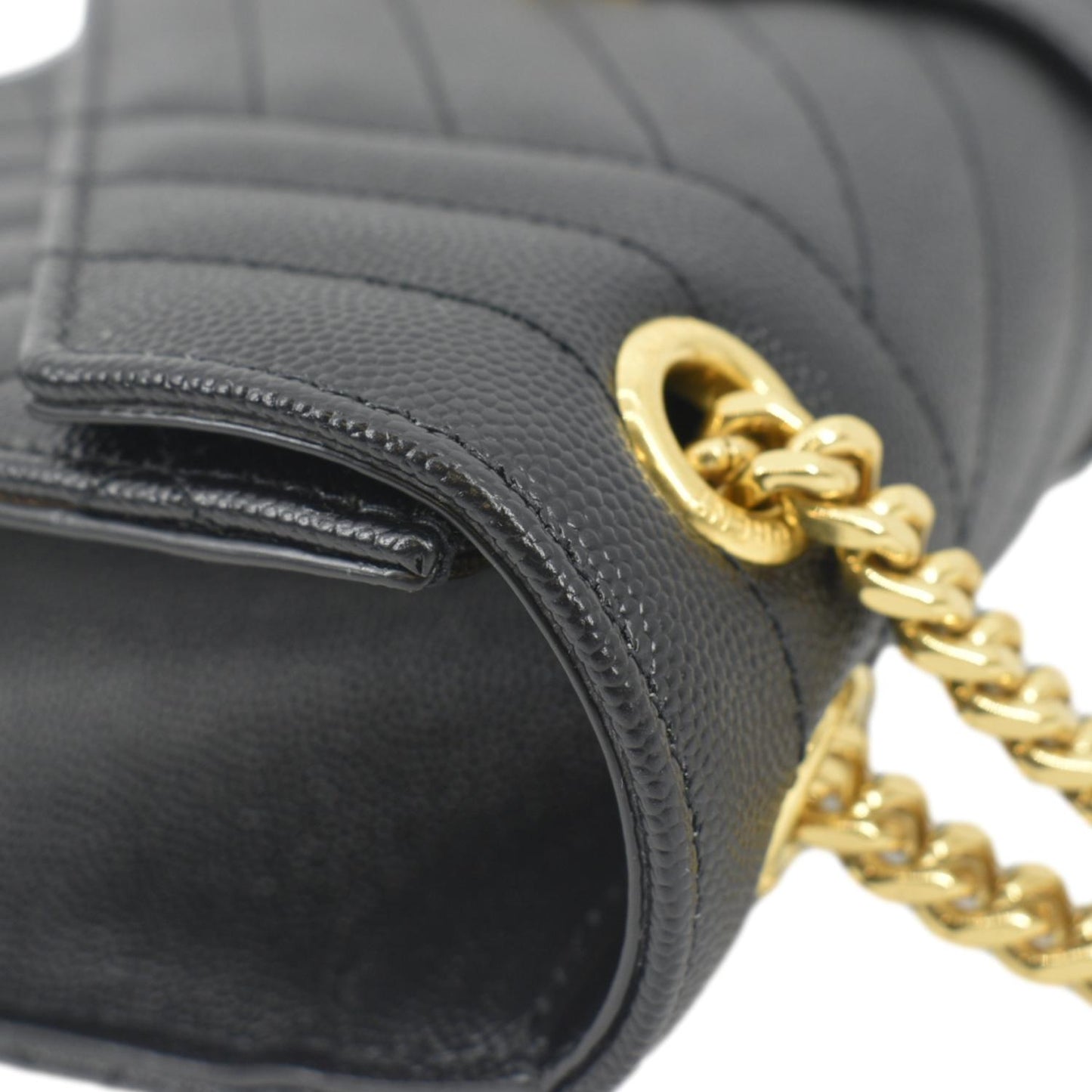 SAINT LAURENT Small Envelope MatelassÃÂ© Leather Shoulder Bag Black