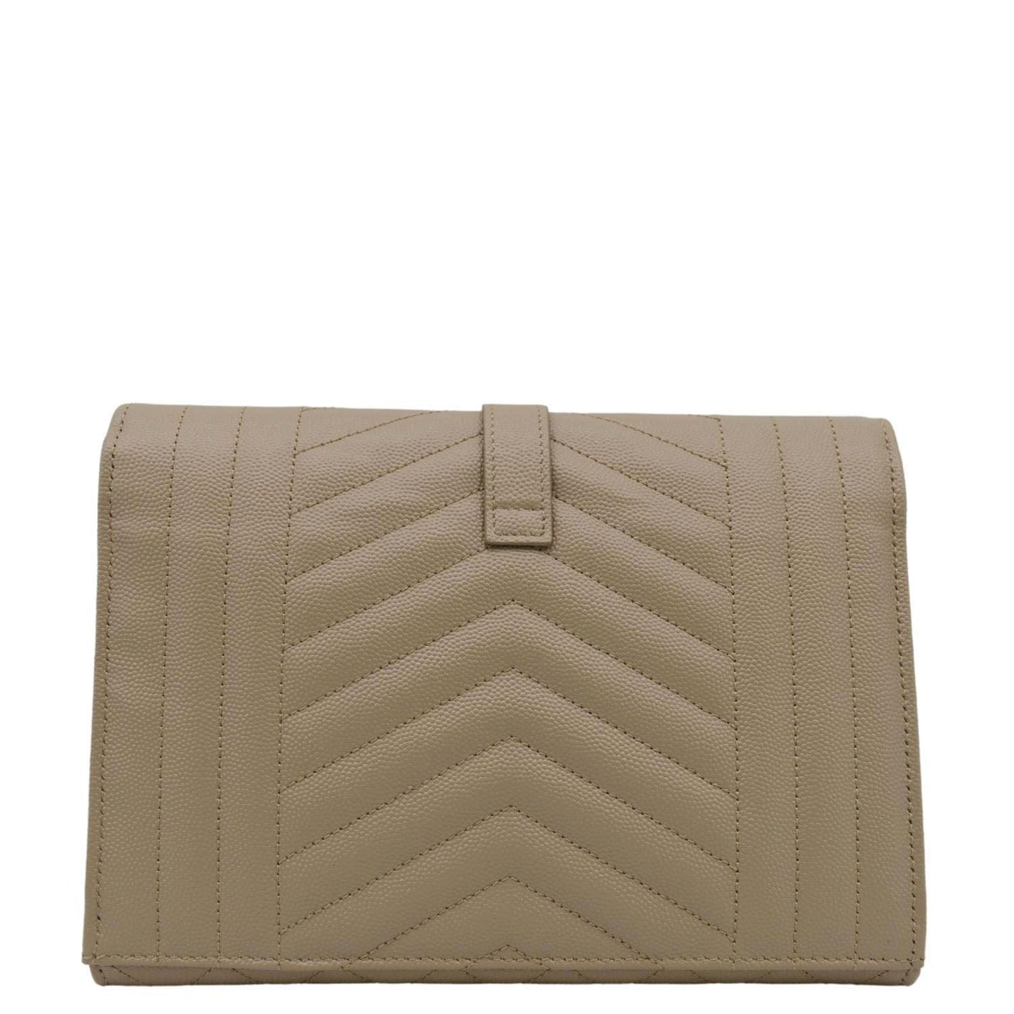 SAINT LAURENT Envelope Flap Matelasse Leather Shoulder Bag Beige