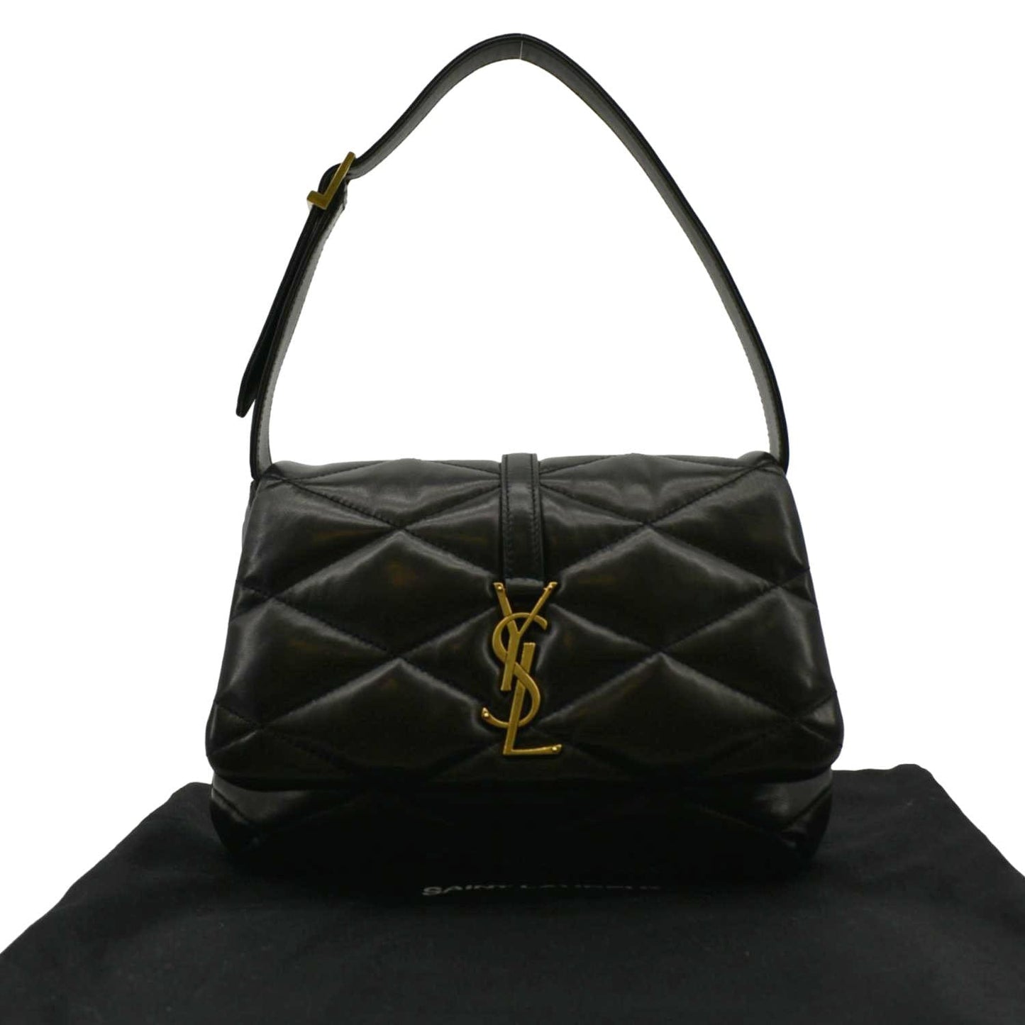 SAINT LAURENT LE 57 Quilted Leather Hobo Bag Black