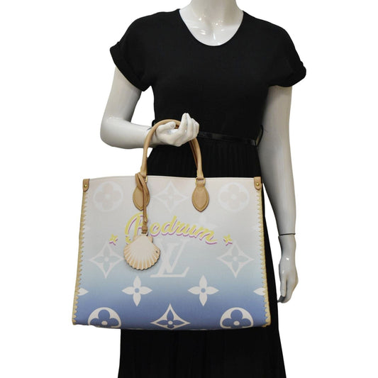 LOUIS VUITTON Onthego GM By The Pool Raffia Portofino Canvas Tote Bag Multicolor