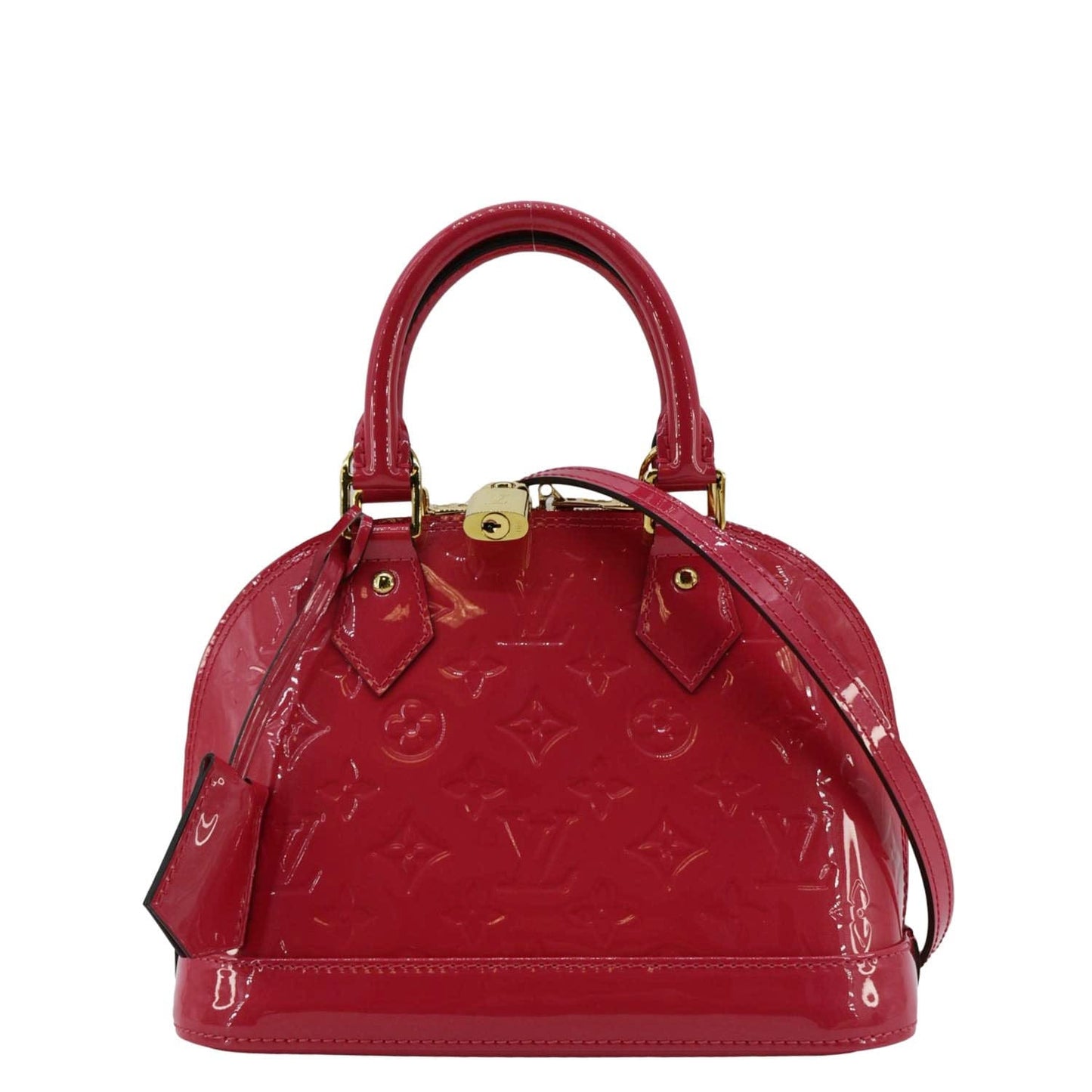 LOUIS VUITTON Alma BB Monogram Patent Leather Satchel Crossbody Bag Pink