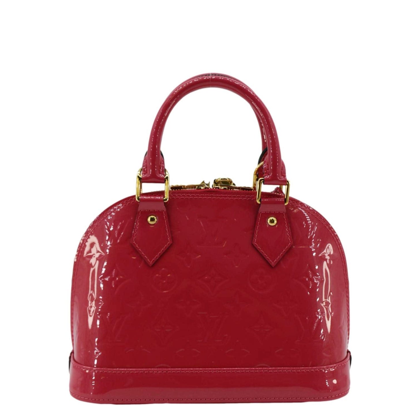 LOUIS VUITTON Alma BB Monogram Patent Leather Satchel Crossbody Bag Pink