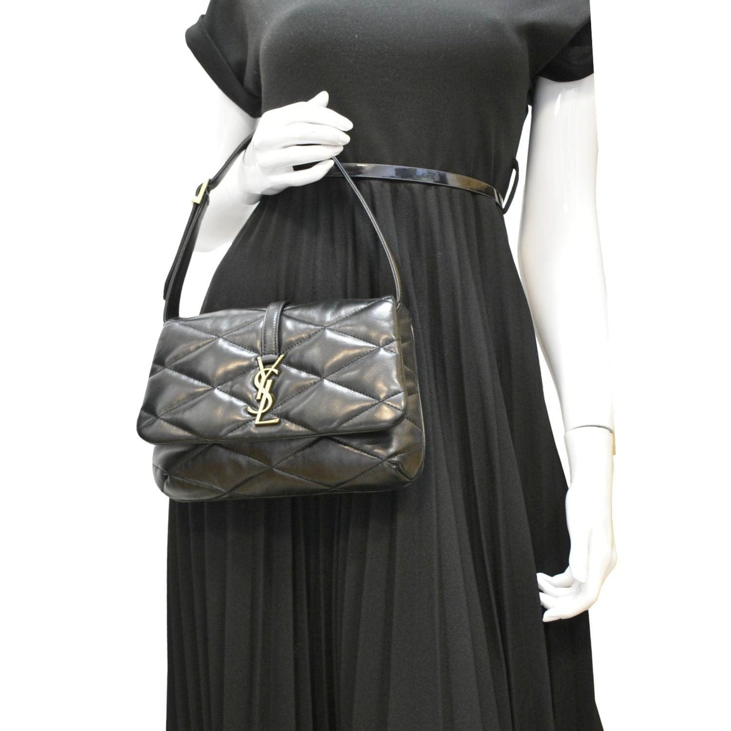 SAINT LAURENT LE 57 Quilted Leather Hobo Bag Black