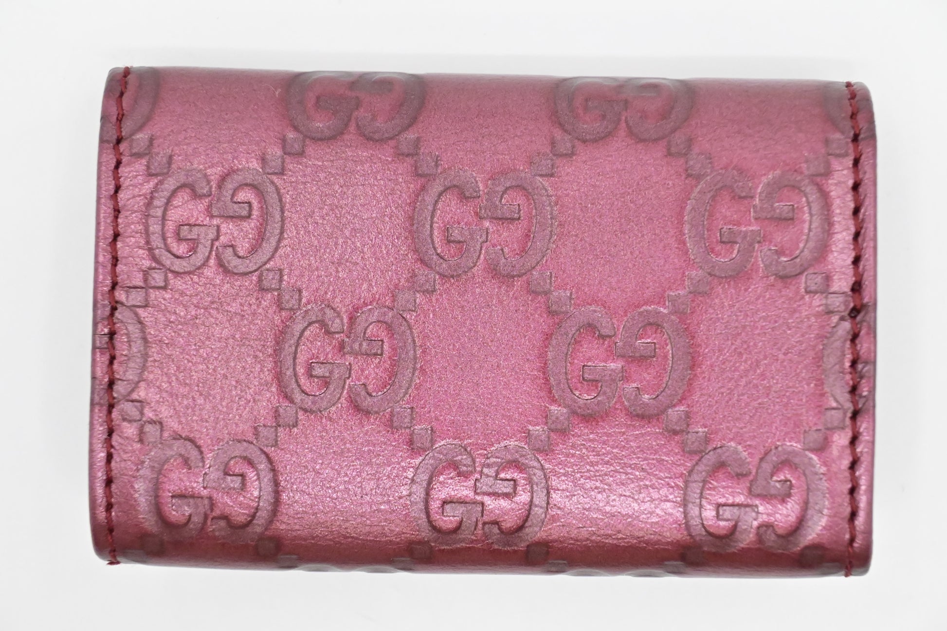 Gucci Key Pouch in Raspberry Metalic Guccissima Leather