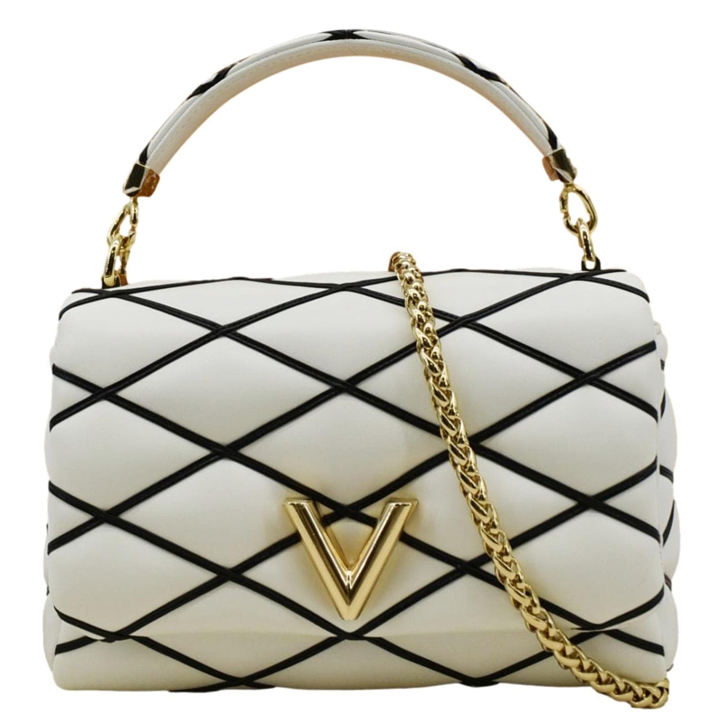 LOUIS VUITTON GO-14 MM Malletage Leather Shoulder Bag White