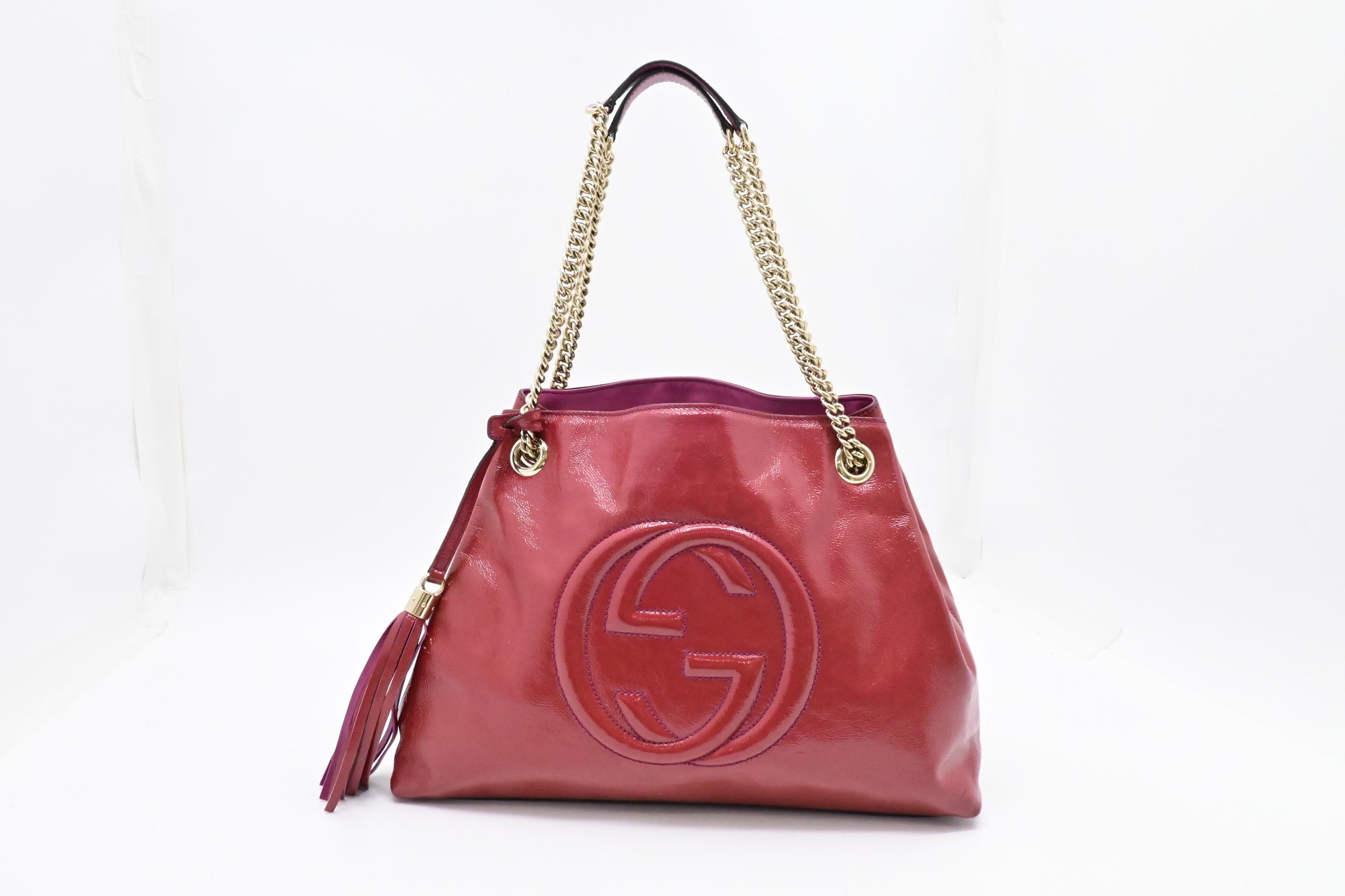 Gucci Soho Chain Shoulder Bag in Pink Red Leather