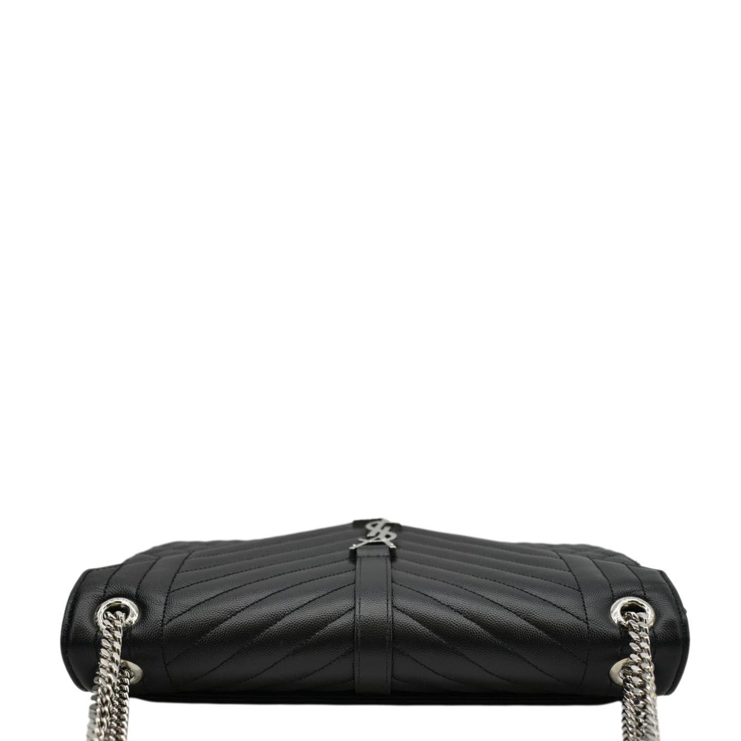 SAINT LAURENT Large Envelope Mix Matelasse Leather Chain Shoulder Bag Black