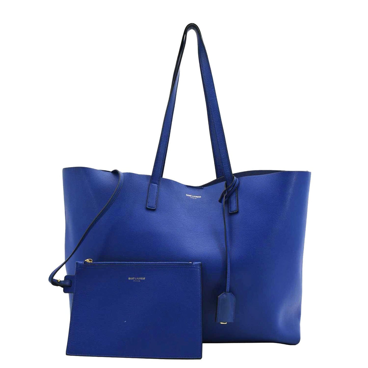SAINT LAURENT Shopping Leather Tote Bag Blue