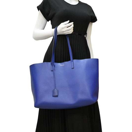 SAINT LAURENT Shopping Leather Tote Bag Blue