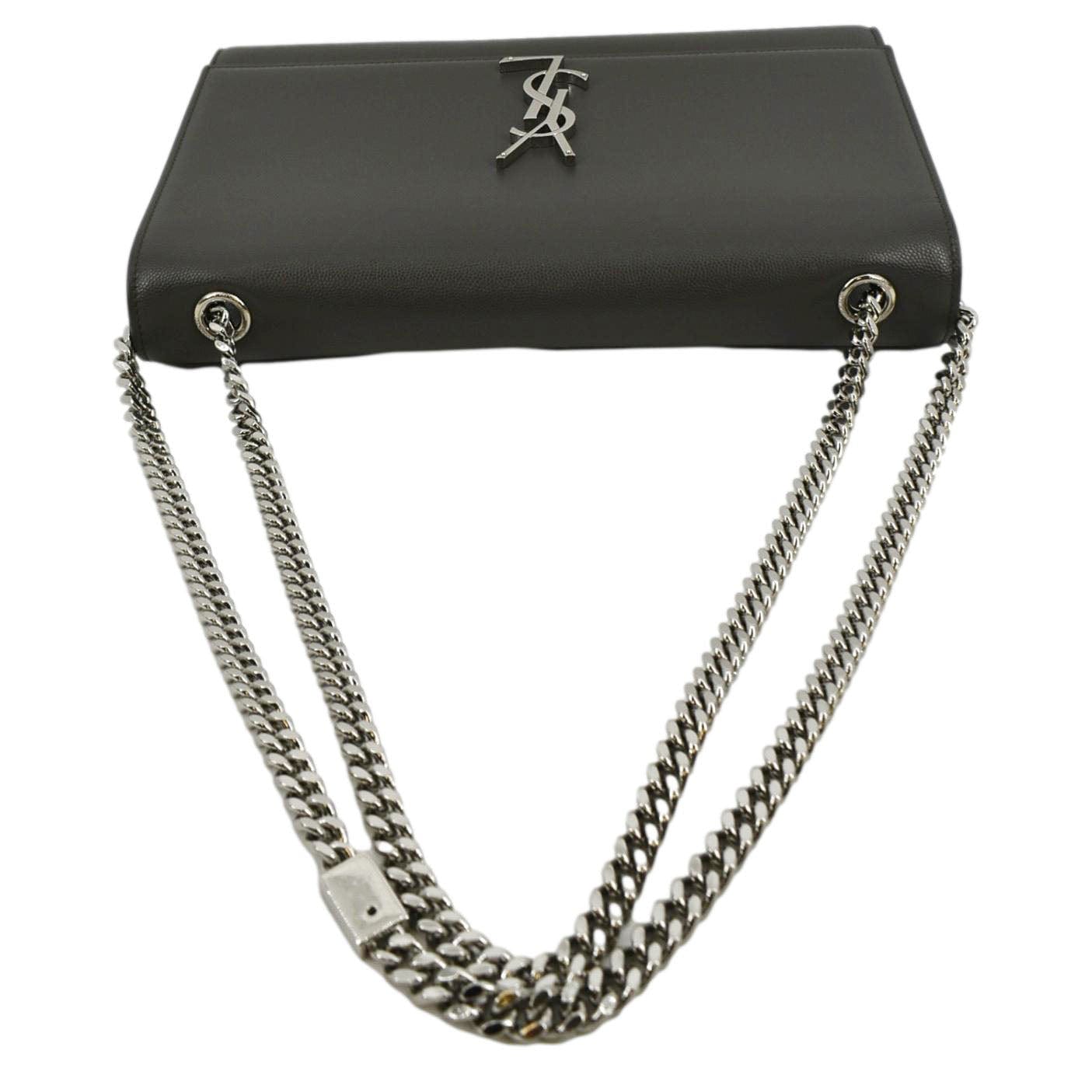 SAINT LAURENT Kate Leather Shoulder Bag Gray