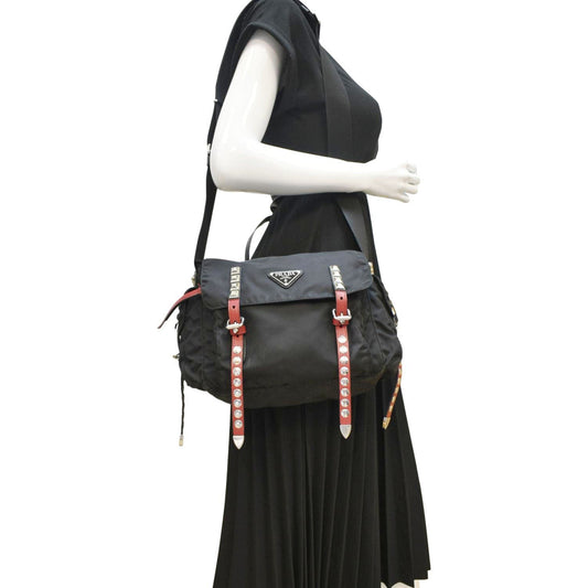 PRADA New Vela Nylon Shoulder Bag Black