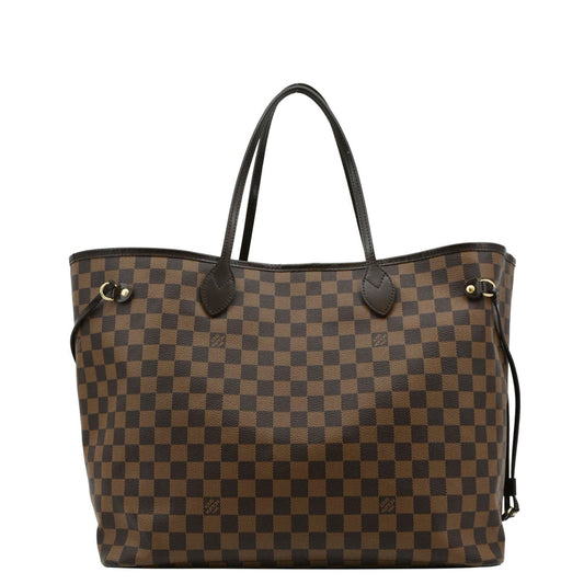 LOUIS VUITTON Neverfull GM Damier Ebene Tote Bag Brown