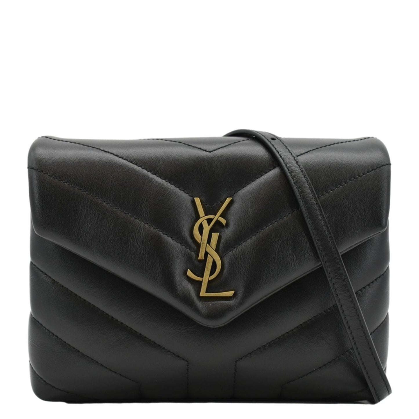 SAINT LAURENT Loulou Toy Quilted Leather Crossbody Bag Black