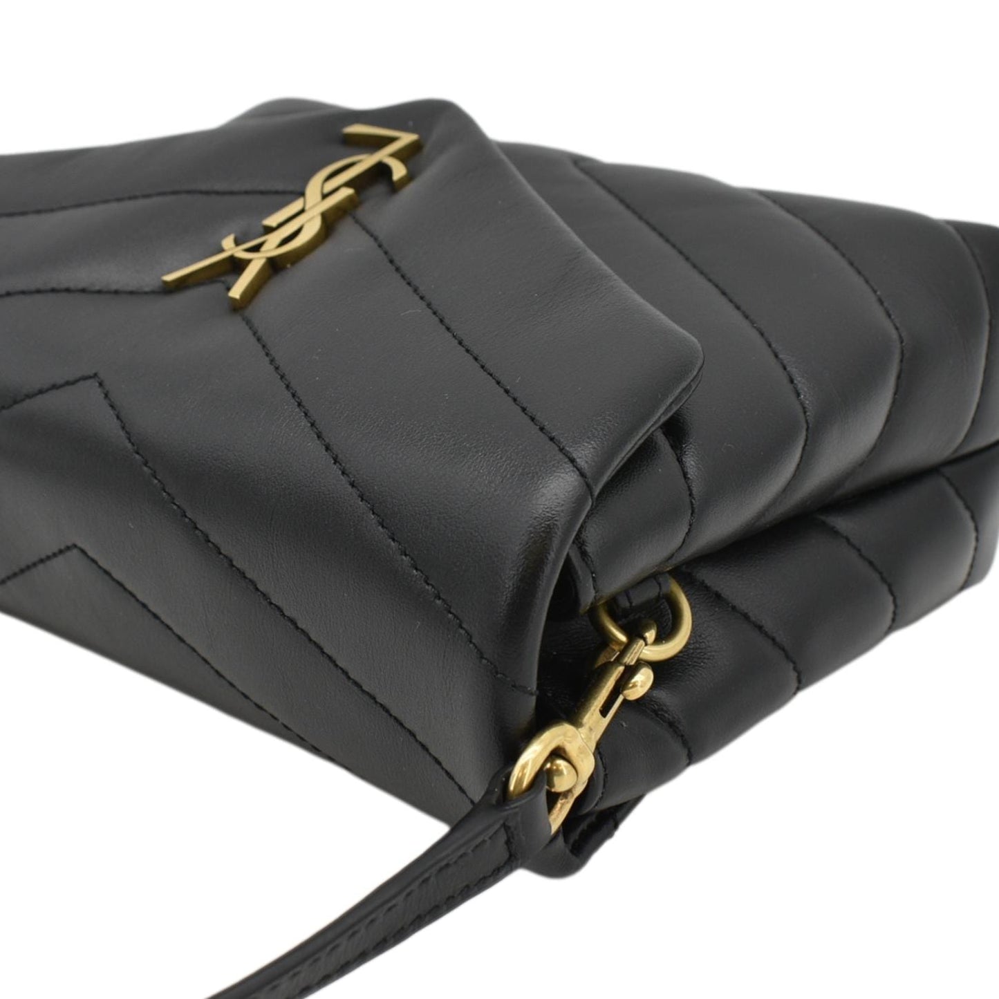 SAINT LAURENT Loulou Toy Quilted Leather Crossbody Bag Black