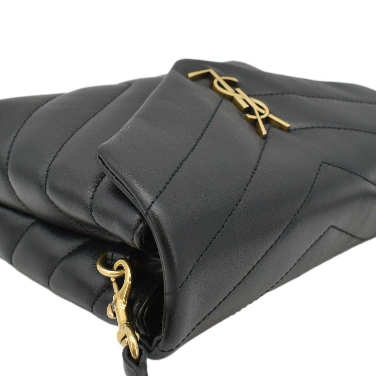 SAINT LAURENT Loulou Toy Quilted Leather Crossbody Bag Black