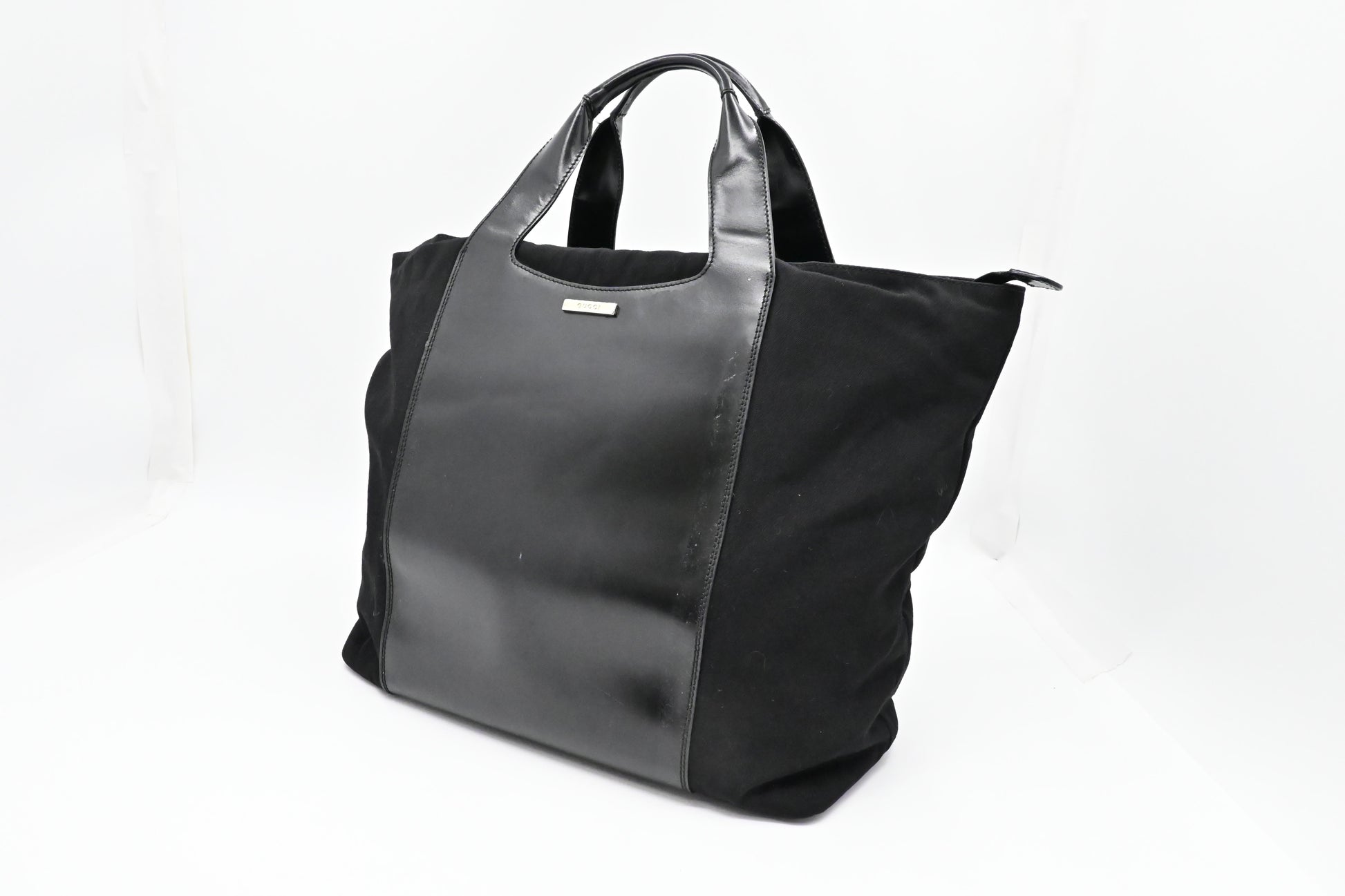 Gucci Tote Bag in Black Canvas & Leather